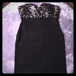 Little Black Body Con Dress w/ Sequin Top